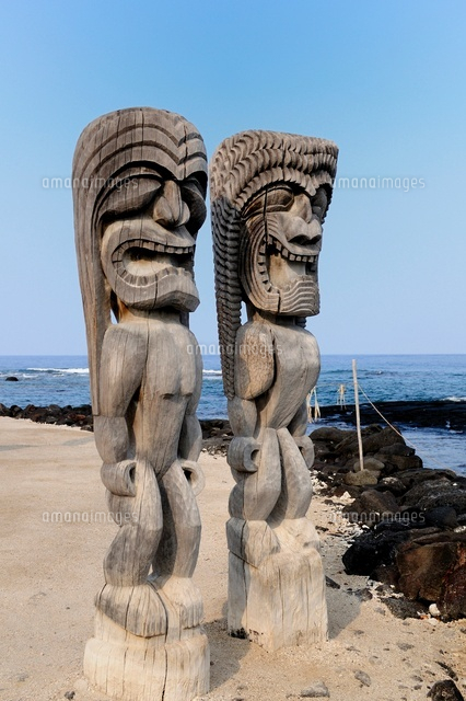 プウホヌアオホナウナウ国立歴史公園のティキ ハワイ島[10530000055]の