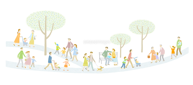 毎日の暮らしの中で歩く育児や介護をしている家族たち の写真素材 イラスト素材 アマナイメージズ