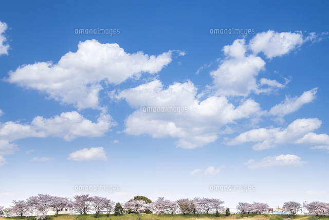 子供と風景の版画 青空と雲 子供と風景の版画 青空と雲