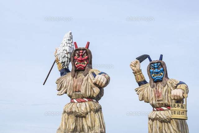 男鹿半島入り口に立つ巨大なまはげ像[10573006045]の写真・イラスト