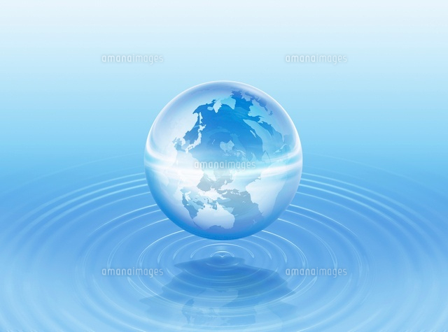 水面の波紋と地球 Cg の写真素材 イラスト素材 アマナイメージズ