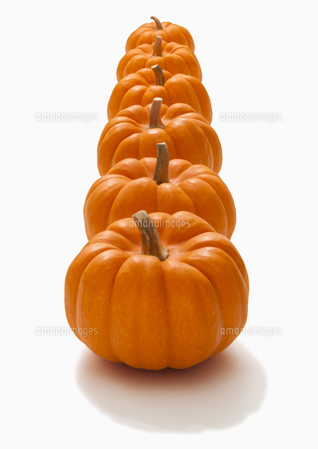 縦に並ぶハロウィンのかぼちゃ[10610003067]の写真・イラスト素材