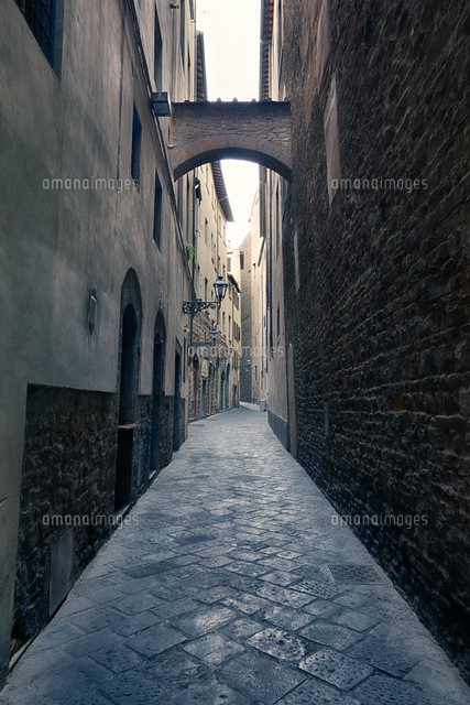 イタリア フィレンツェの古い石畳の路地[10610004678]の写真・イラスト
