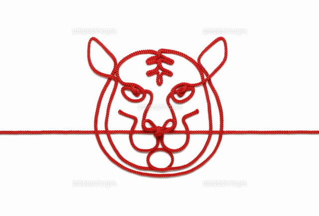 赤い紐でつくった寅 トラ のイメージ の写真素材 イラスト素材 アマナイメージズ