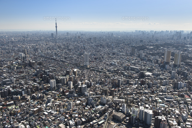 新三河島駅空撮 北西側より上野 スカイツリー方面 の写真素材 イラスト素材 アマナイメージズ