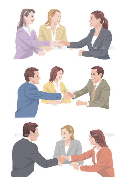 外国人スタッフと握手をするビジネスマン の写真素材 イラスト素材 アマナイメージズ