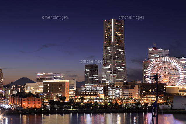 海外 横浜 海から見たみなとみらい21と富士山 ハガキ Teleacv Cl