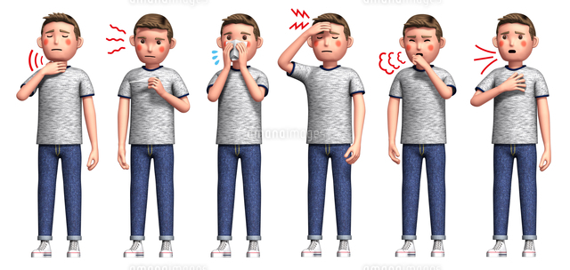 コロナウイルスに感染した男性の症状6種 の写真素材 イラスト素材 アマナイメージズ