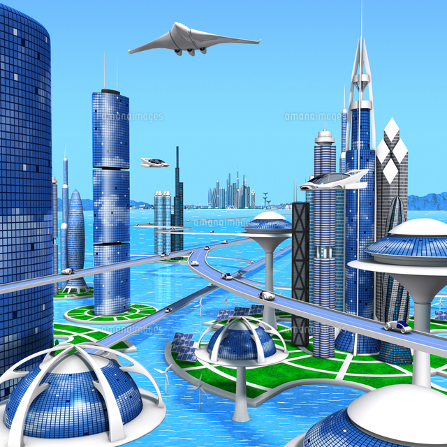 海洋未来都市青空[10734000398]の写真・イラスト素材｜アマナイメージズ