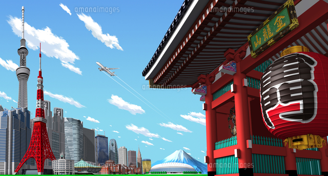 東京 町並み 雷門[10734000401]の写真・イラスト素材｜アマナイメージズ