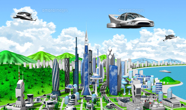 新未来の町とビークル[10734000403]の写真・イラスト素材｜アマナ