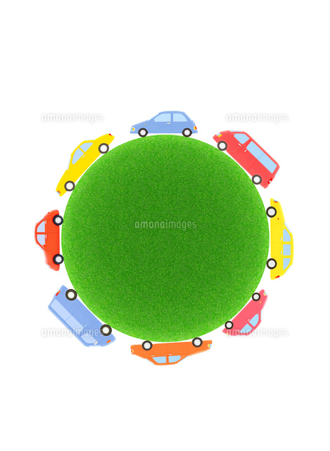 8台の車と緑の球体 の写真素材 イラスト素材 アマナイメージズ