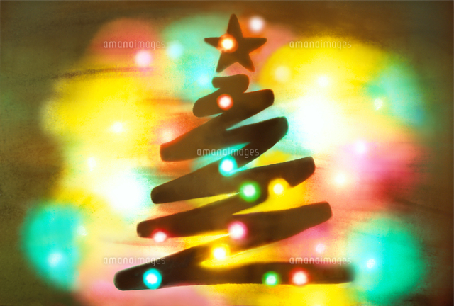 曇りガラスに描いたクリスマスツリー の写真素材 イラスト素材 アマナイメージズ