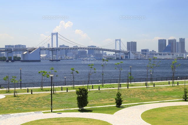 豊洲ぐるり公園から見るレインボーブリッジ の写真素材 イラスト素材 アマナイメージズ