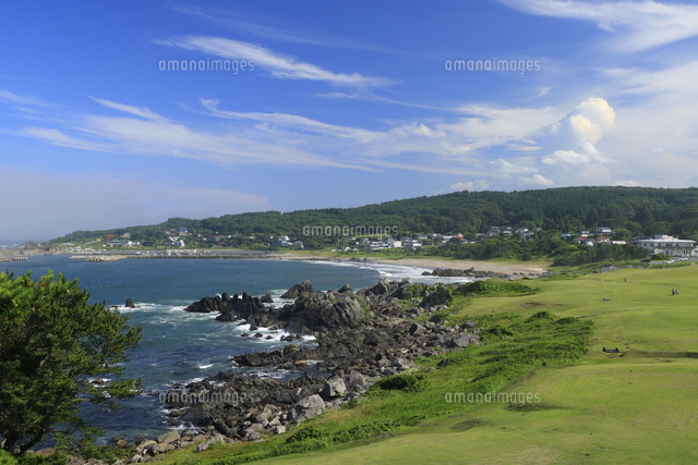 油彩画 青森県八戸市　種差海岸 吉田初三郎が愛した種差海岸 | まるごと青森