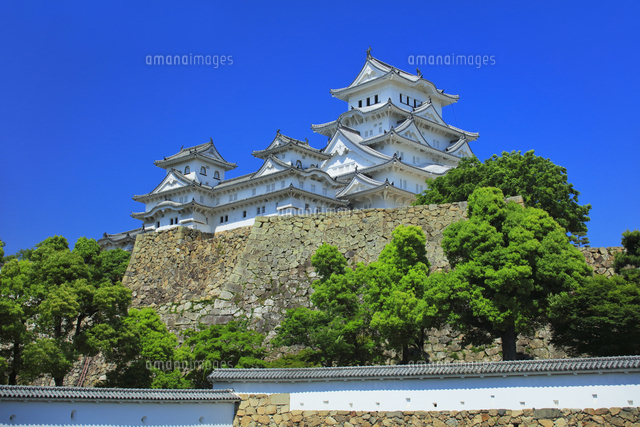 姫路城に快晴の空 の写真素材 イラスト素材 アマナイメージズ
