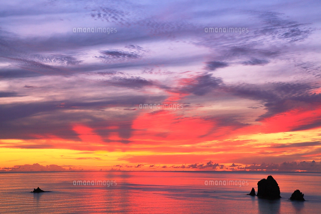 アラビアンサンセット　原画　フレーム入り　夕焼け風景画 小笠原諸島母島サンセットシアターからの夕日[10816007523]の
