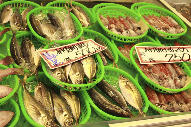市場で売られている新鮮な魚[10884000195]の写真・イラスト素材 