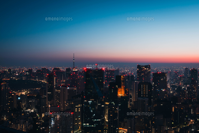 夜明けの東京都心 の写真素材 イラスト素材 アマナイメージズ