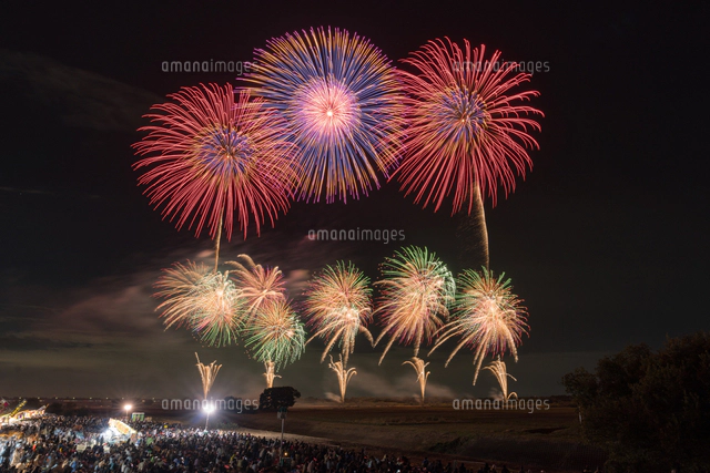 レインボーブリッジ開通30周年祝いの花火[10897002935]の写真