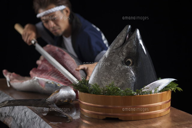鮪の解体風景 の写真素材 イラスト素材 アマナイメージズ