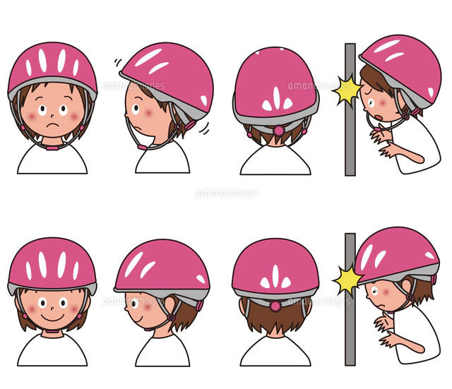 正しい自転車ヘルメットのかぶり方 男の子 の写真素材 イラスト素材 アマナイメージズ