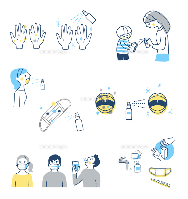 感染症予防対策 衛生管理イメージ セット の写真素材 イラスト素材 アマナイメージズ
