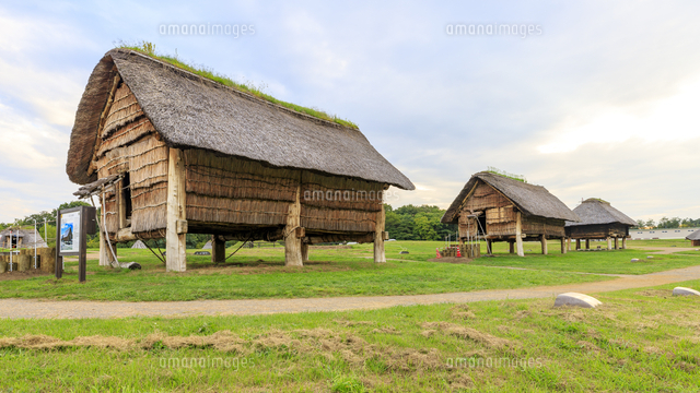 青森県 三内丸山遺跡 掘立柱建物 の写真素材 イラスト素材 アマナイメージズ