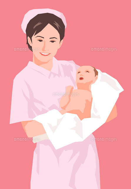新生児を抱えた看護師 の写真素材 イラスト素材 アマナイメージズ