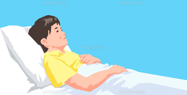 ベッドで療養中の男性患者 の写真素材 イラスト素材 アマナイメージズ