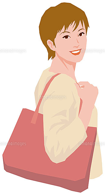 鞄を肩から掛ける女性 の写真素材 イラスト素材 アマナイメージズ