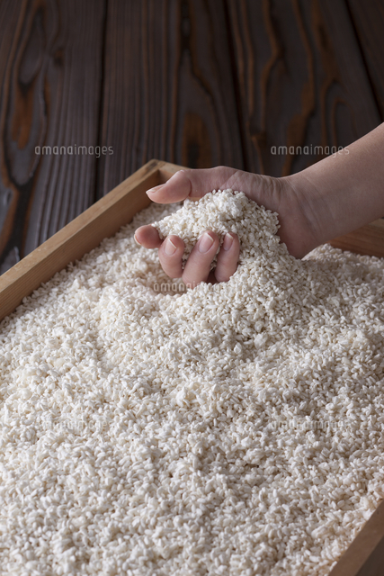 乾燥米麹のバラ麹と掬う手 の写真素材 イラスト素材 アマナイメージズ