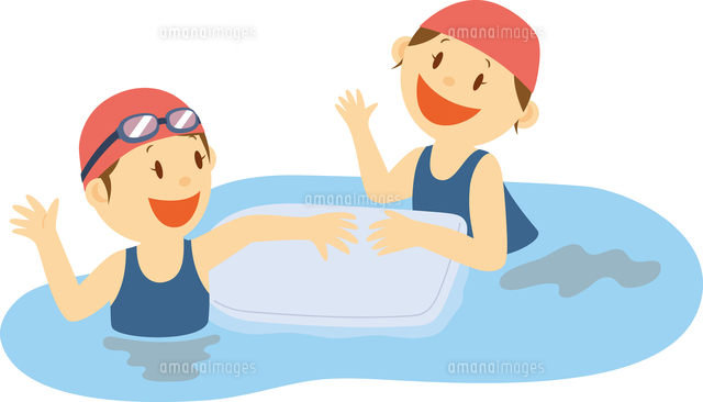 プールで泳ぐ小学生女子 の写真素材 イラスト素材 アマナイメージズ