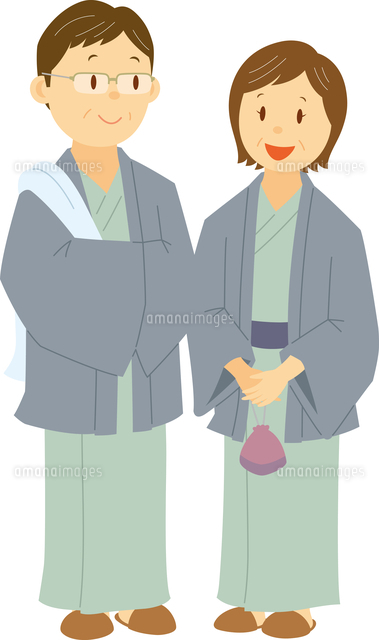 温泉旅行をする中高年夫婦 の写真素材 イラスト素材 アマナイメージズ