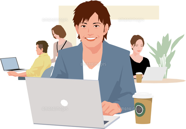 コワーキングスペースで働くビジネスマン の写真素材 イラスト素材 アマナイメージズ