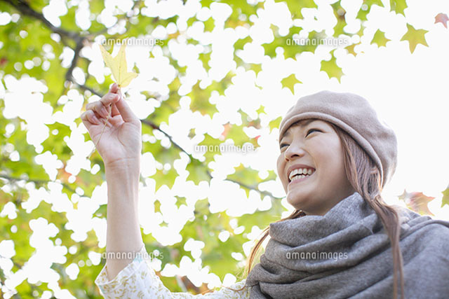木漏れ日と女性 の写真素材 イラスト素材 アマナイメージズ