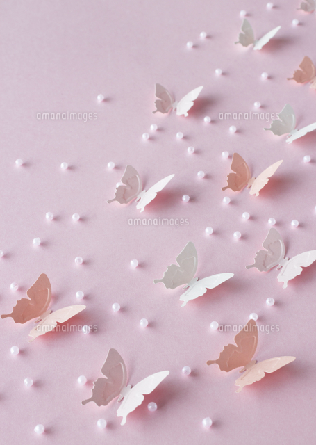 パステルカラーの蝶とビーズ[11007064591]の写真・イラスト素材