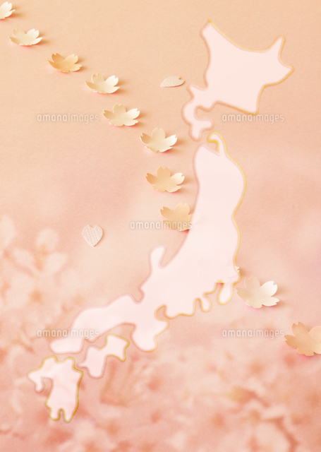 日本地図の桜前線イメージ の写真素材 イラスト素材 アマナイメージズ