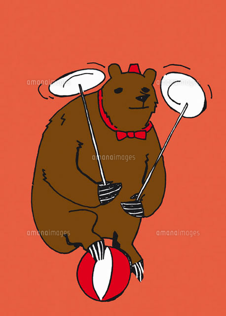 A Circus Bear Balancing On A Ball And Spinning Plates の写真素材 イラスト 素材 アマナイメージズ