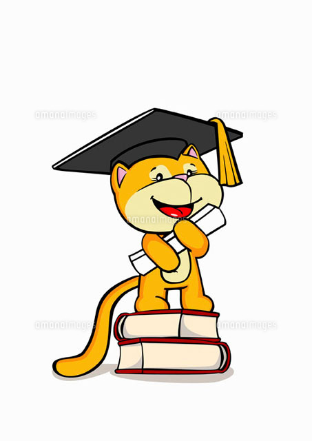 A Cartoon Cat University Graduate の写真素材 イラスト素材 アマナイメージズ