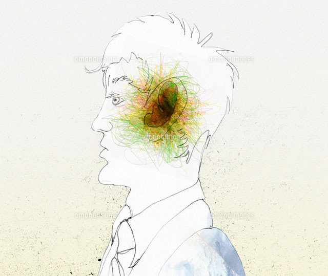 A Man Grimacing In Pain From Ear Pain の写真素材 イラスト素材 アマナイメージズ