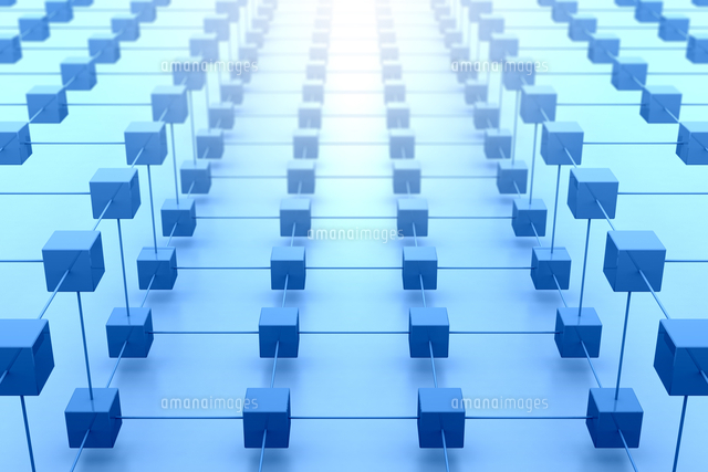 線で繋がる立方体と光 Cg の写真素材 イラスト素材 アマナイメージズ