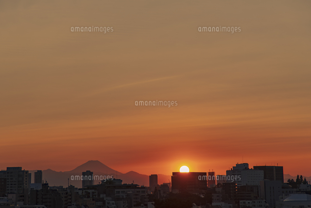 豊島区から望む夕日が沈む都心の風景と富士山[11019041552]の写真 