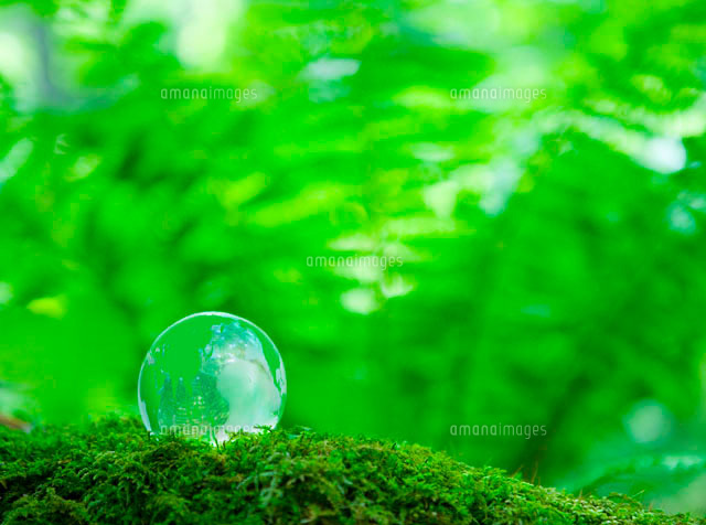 エコロジーイメージ 森林に緑の地球 の写真素材 イラスト素材 アマナイメージズ