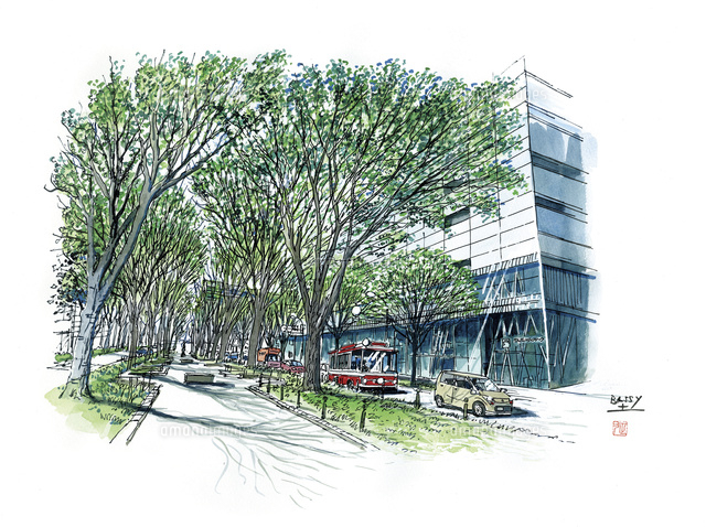 仙台城下町百景 定禅寺通 メディアテーク前 の写真素材 イラスト素材 アマナイメージズ