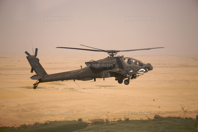 AH-64D Apache helicopter on a mission over Northern Iraq