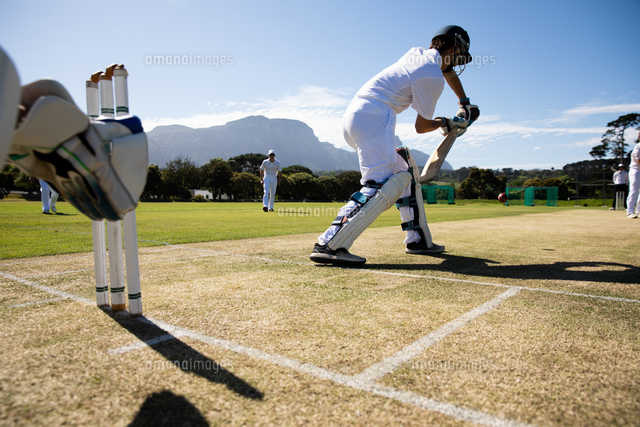 Cricket Players Training On The Pitch の写真素材 イラスト素材 アマナイメージズ