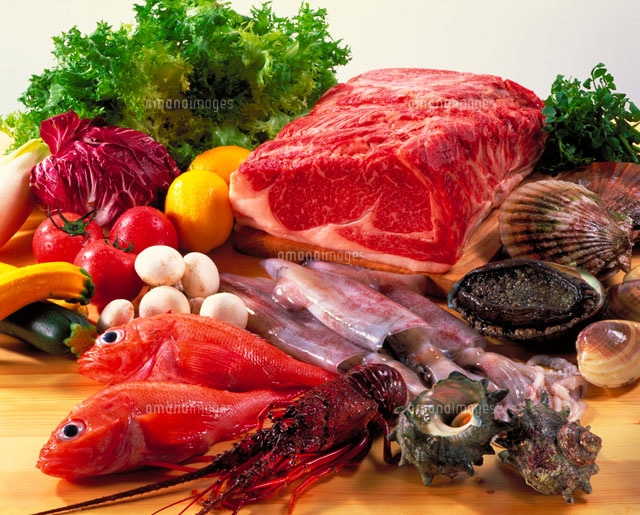 食材集合（肉、魚介、野菜）[20013003465]の写真・イラスト素材