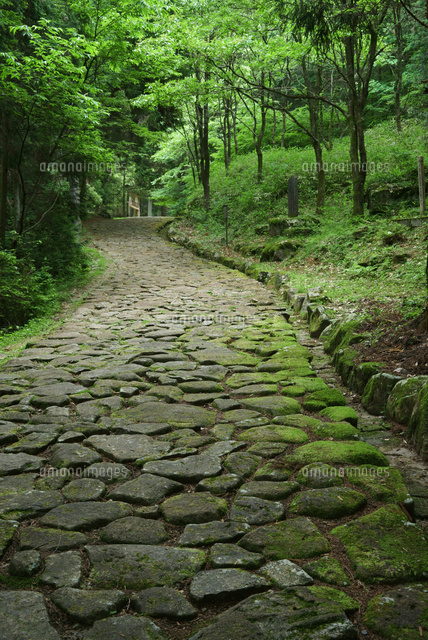 落合の石畳 中山道 十曲峠 つづらおれとうげ 落合石畳遊歩道 の写真素材 イラスト素材 アマナイメージズ