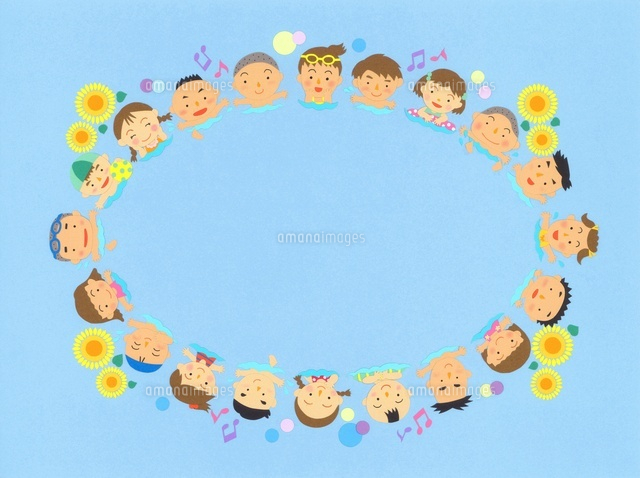 夏の水泳教室の子供達 の写真素材 イラスト素材 アマナイメージズ